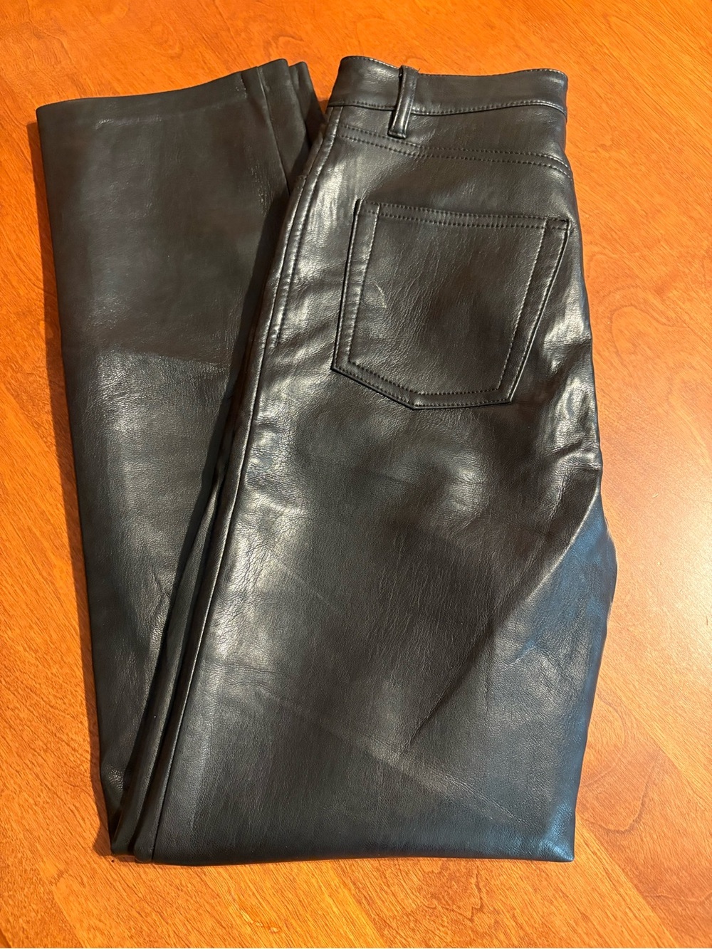 Wilfred Black Straight-Leg Leather Pants